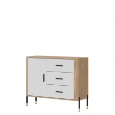 Kumode DANTE DT03, Ozols cremona/Balts matēts/Melns